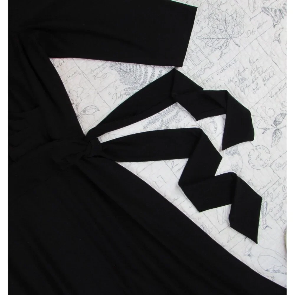 EUC Lauren Ralph Lauren Black Label Surplice Jersey Dress Black Women's 18 - Picture 6 of 8